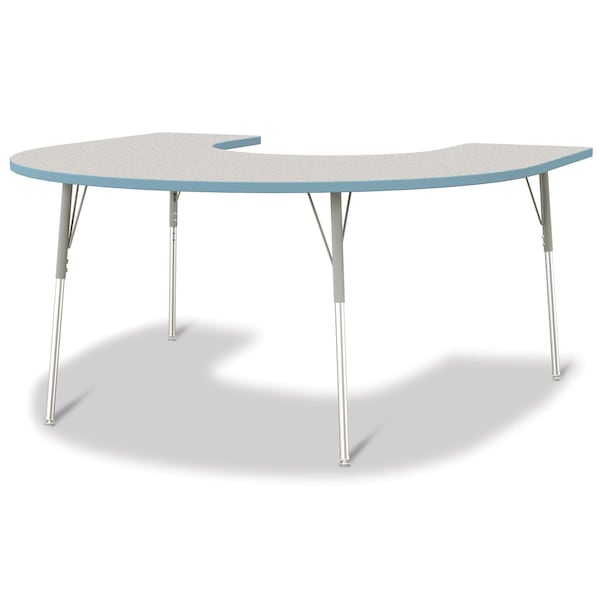 Berries Horseshoe Activity Table, 66 in. x 60 in., A-height, Freckled Gray/Coastal Blue/Gray